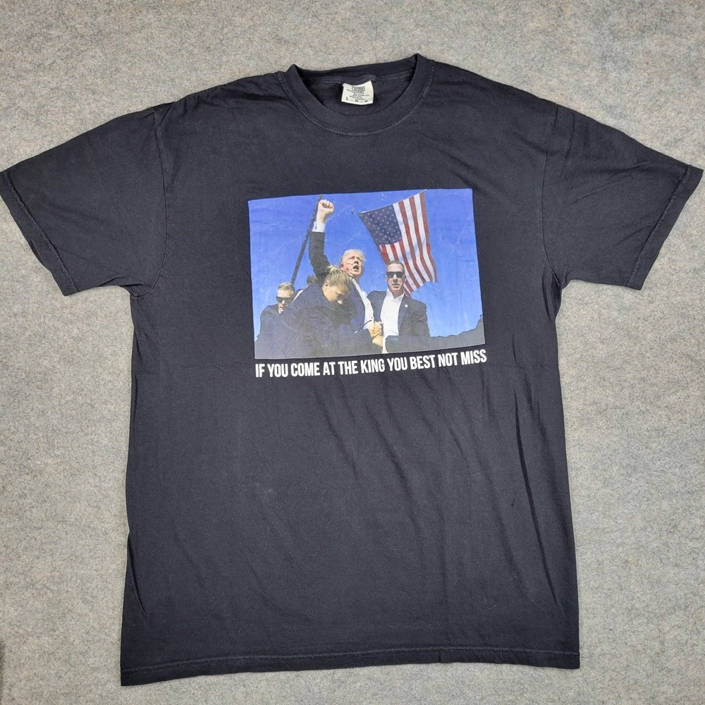 Comfort Colors Shirt Mens Large Black If‎ You Come At The King Flag Graphic Tee